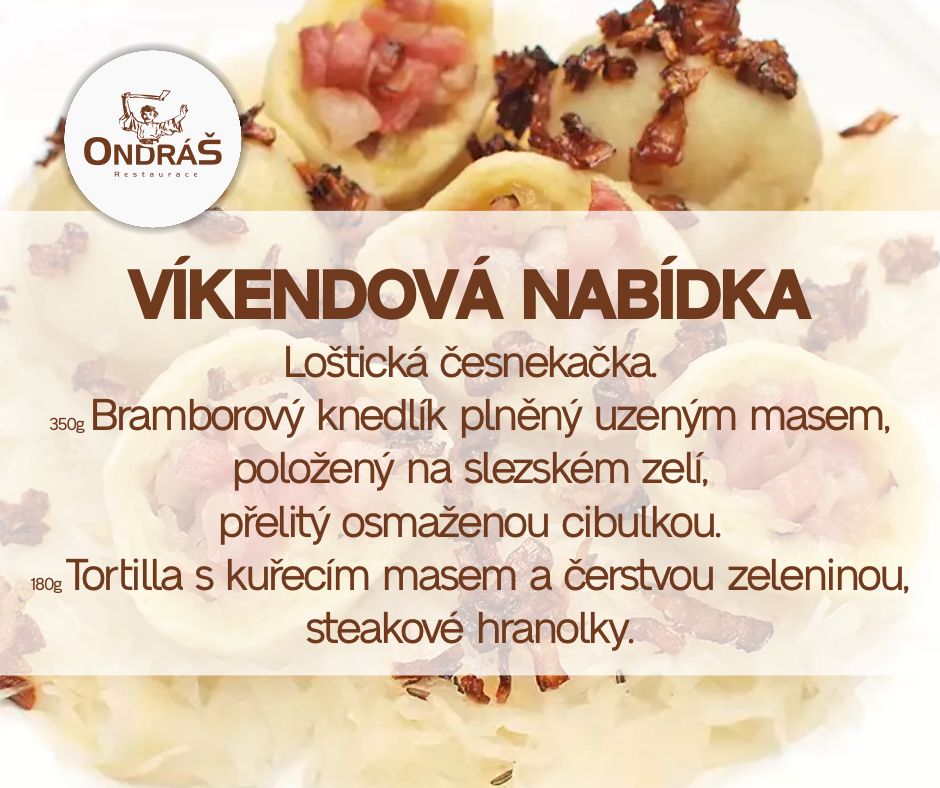 Víkendové menu 13. - 17. 1. 25